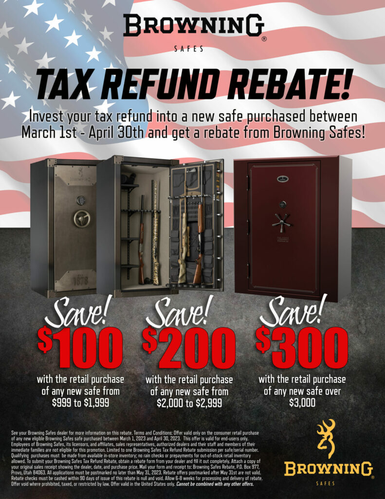 tax refund rebate on Browning gun safes